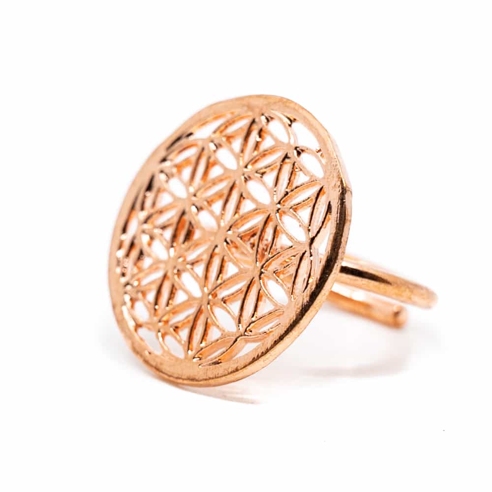 Adjustable ring Flower of Life Copper