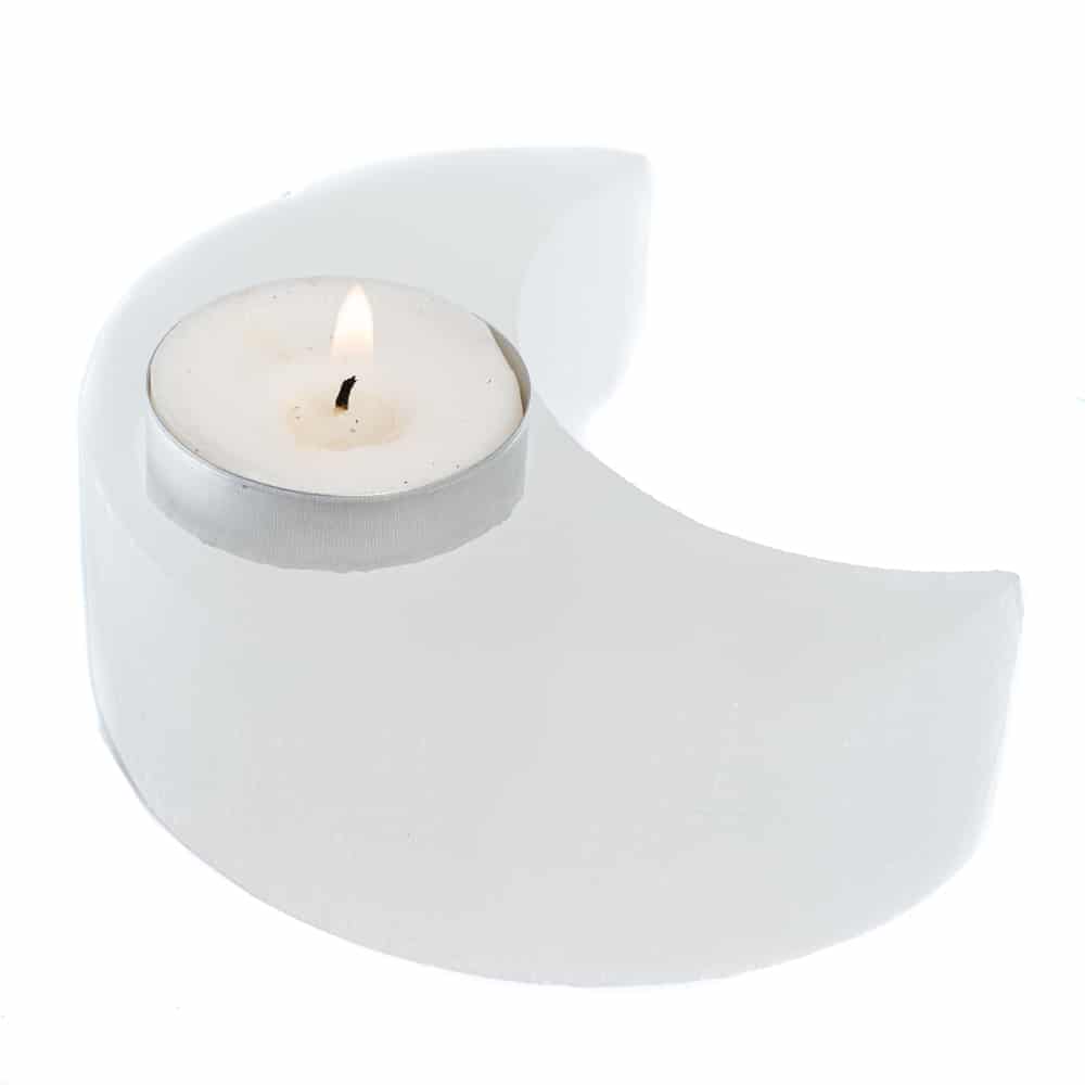 Tea-light Holder Gemstone Selenite Moon approx 350 grams