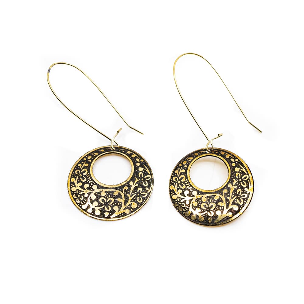 Bohemian Earrings Flowers Donut Shape (35 mm)