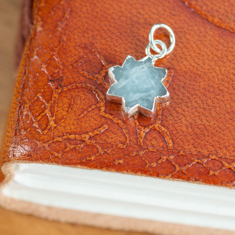eight pointed star pendant aquamarine