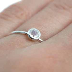 Birthstone Ring Moonstone June - 925 Silver - (Size 17)