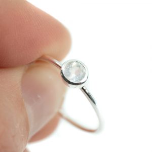 Birthstone Ring Moonstone June - 925 Silver - (Size 17)