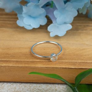 Birthstone Ring Moonstone June - 925 Silver - (Size 17)