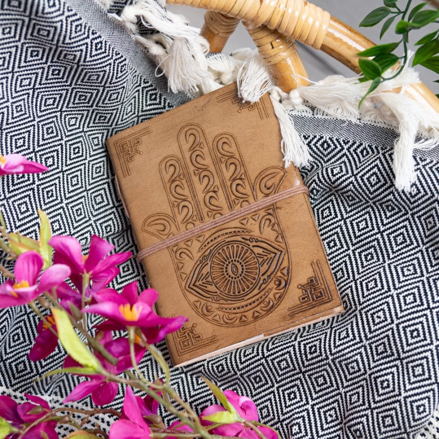 leather dream journal hamsa hand all seeing eye
