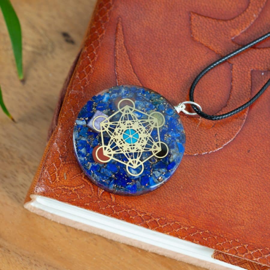 metatron orgonite pendant blue
