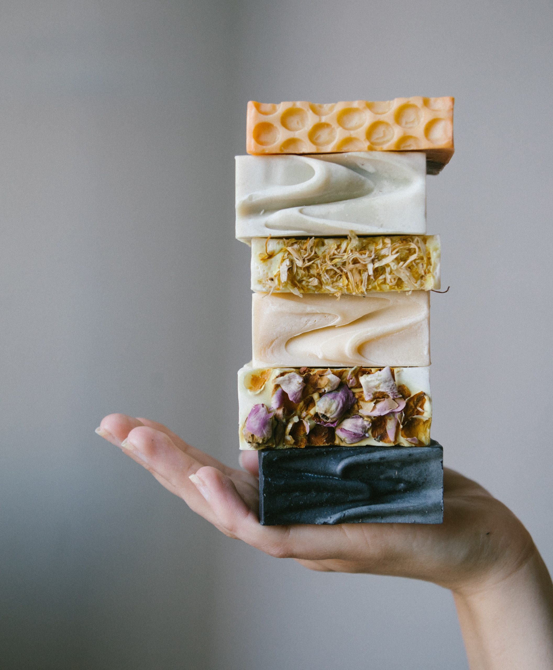 organic handmade soaps textures and herbs