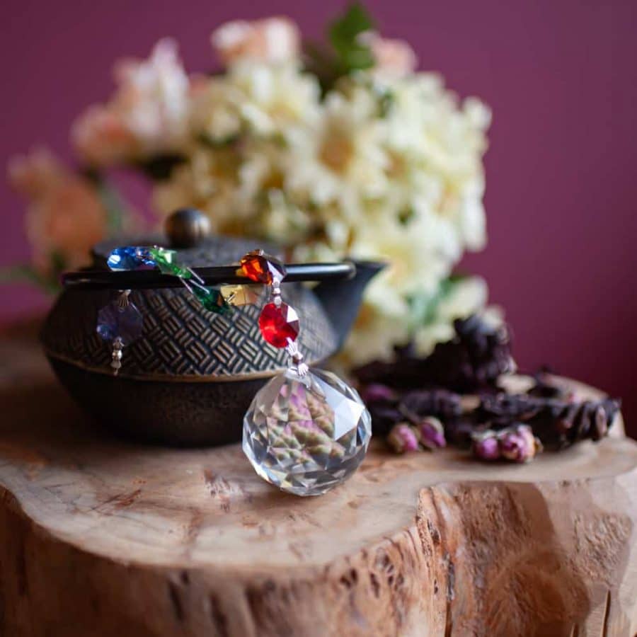 feng shui tea pot and sun catcher crystal