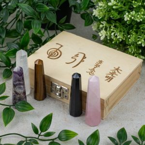 Gemstones Obelisks Golden Triangle in Box (Set of 5)