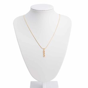 Gemstone Pendant Citrine 3 Stones - 925 Silver & Gold Plated - 20 x 4 mm