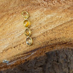 Gemstone Pendant Citrine 3 Stones - 925 Silver & Gold Plated - 20 x 4 mm