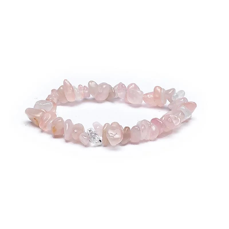 Elastic Bracelet with Rose Quartz Chips