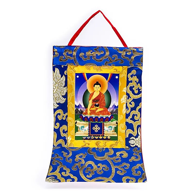 Shakyamuni Buddha Thangka, Brocade, Made in Nepal