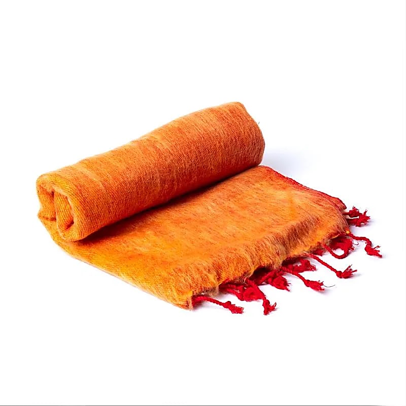 Orange Meditation Shawl made of Acrylic from Nepal