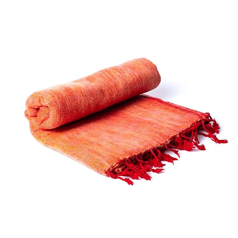 Orange Meditation Shawl made of Acrylic from Nepal