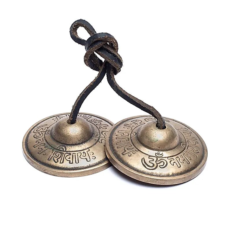 Brass Tingsha's with Om Namah Shivaya Mantra