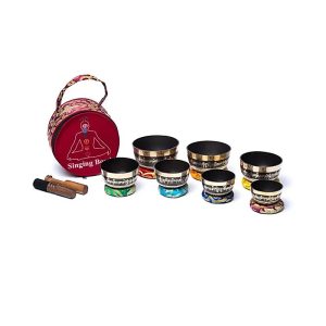 Singing Bowls Set - The 7 Chakras Colored & Symbols (incl. carrying bag)