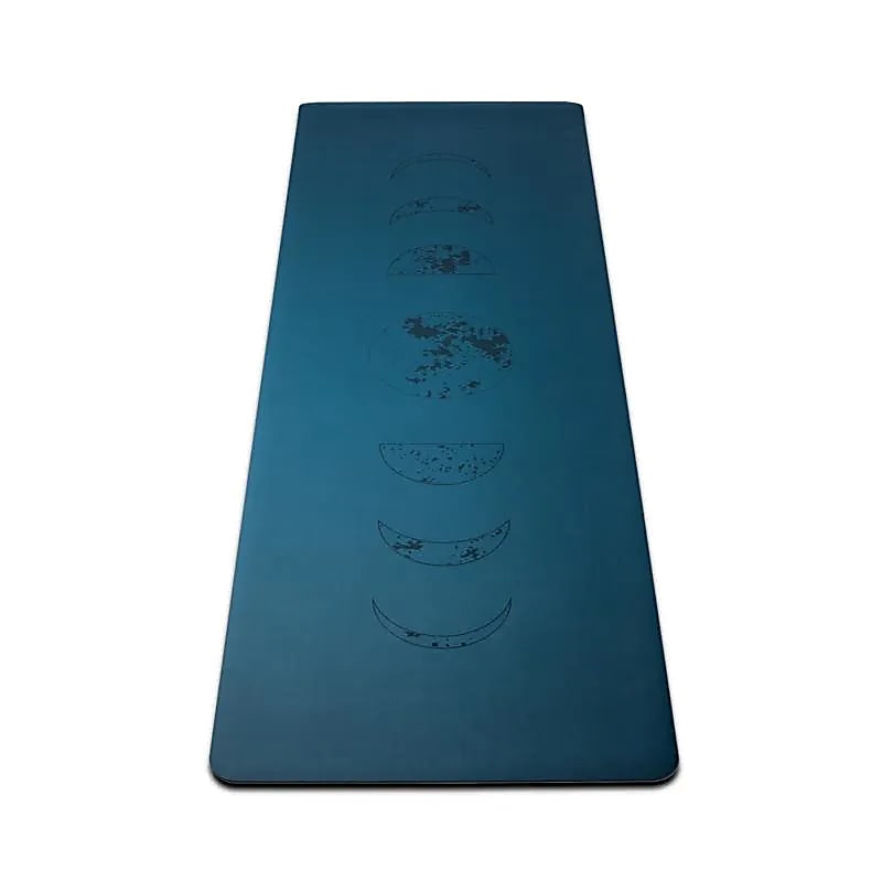 Yogi & Yogini Blue PU Yoga Mat with Moon Phases, Rubber, 2500g