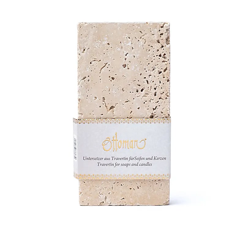 Travertine Soap Holder or Candle Holder, Natural from Germany