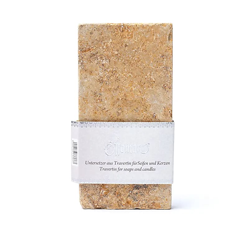 Travertine Soap Holder or Candle Holder, Gold-colored, from Germany