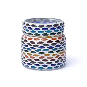 Colorful Mosaic Glass Tealight Holder from India