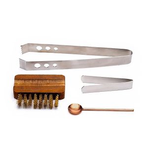 Metal Incense Accessories Set with Brush, Spoon, and 2 Tongs