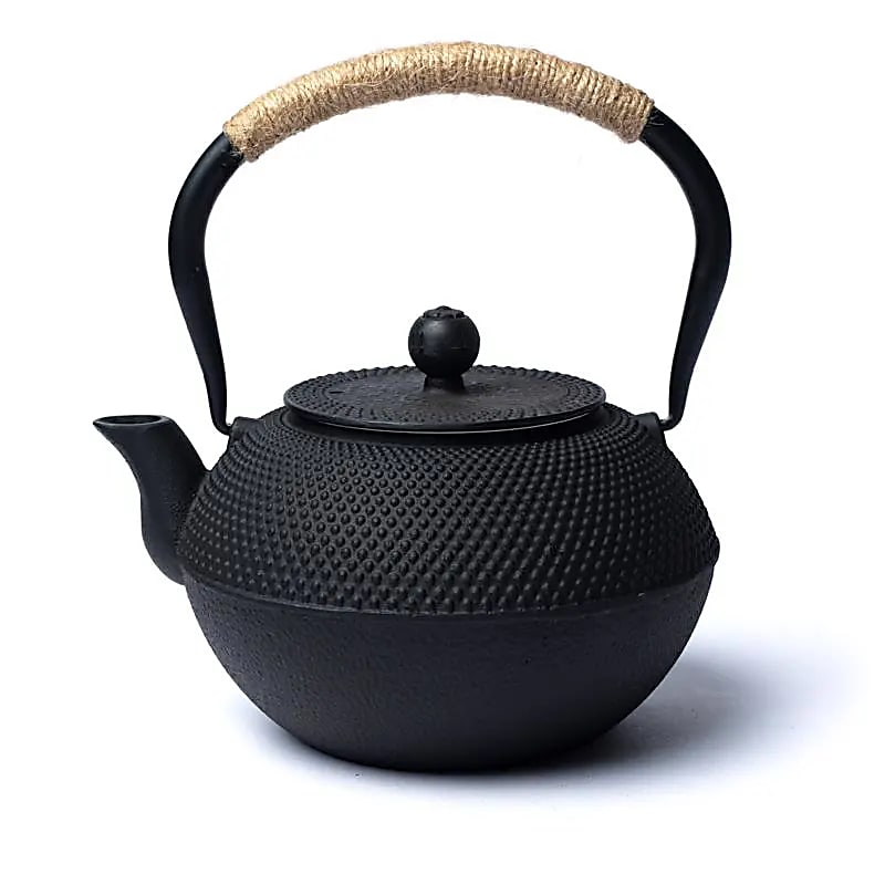 Tetsubin Cast Iron Teapot Black, 1.2 Liter, Traditional Chinese Design