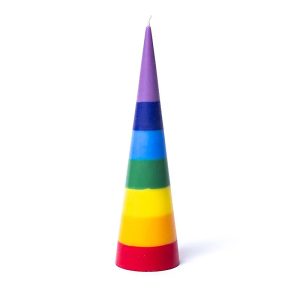 Sustainable Cone-shaped Rainbow Candle made of Palm Wax from Indonesia
