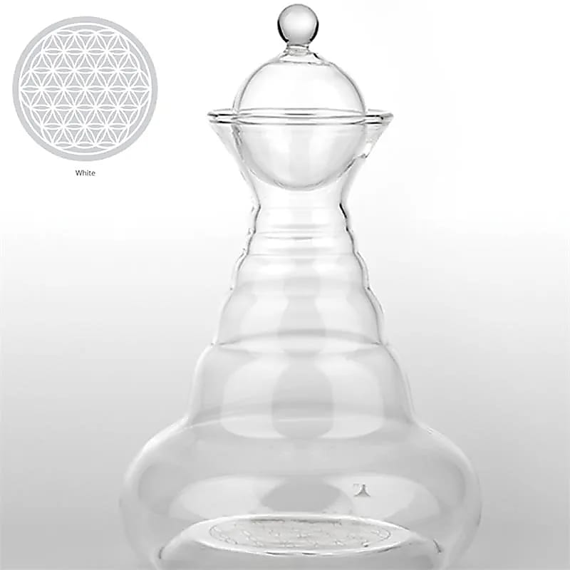 Vital water carafe Alladin Glass 1300 ml with White Flower of Life
