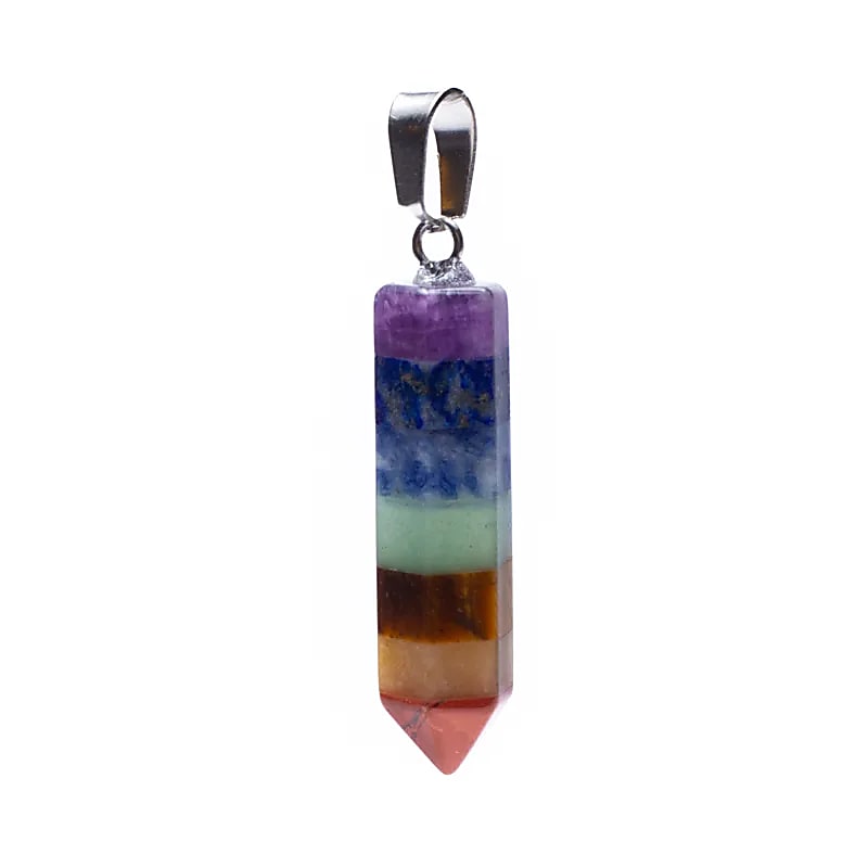 7 Chakra Gemstone Pendant with Amethyst, Lapis Lazuli, and more