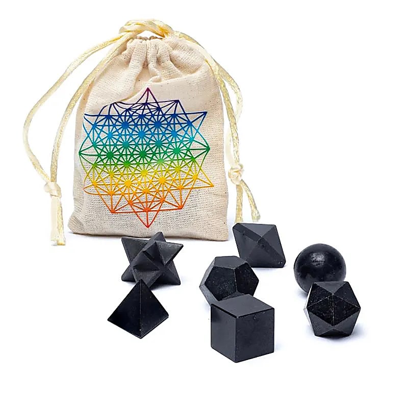 Black Tourmaline Sacred Geometry Set from India