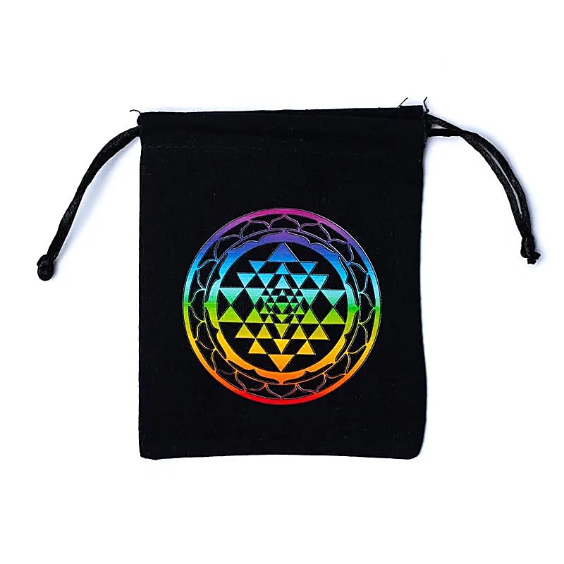 Black Cotton Bag with Sri Yantra Print from India