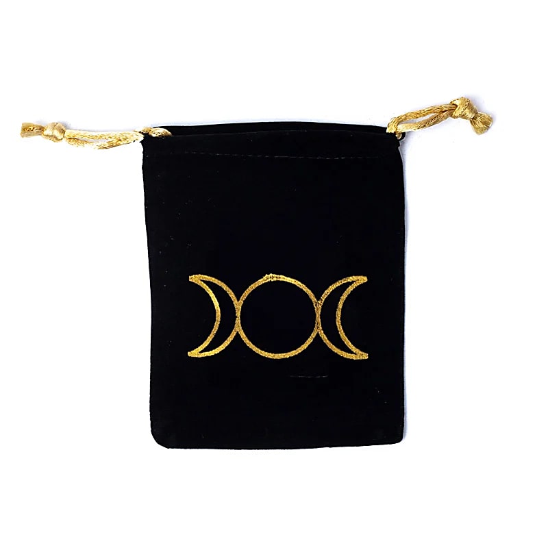 Polyacryl Velvet Bag with Triple Moon Print from India