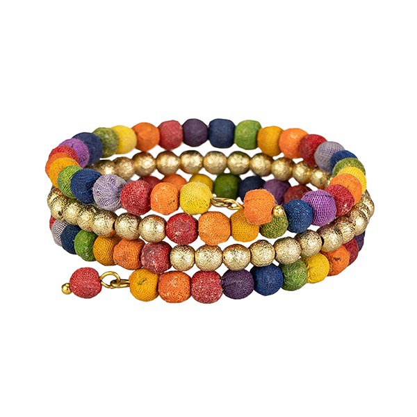 Multicolor Yokomeshi Armband made of Recycled Sari Fabric, 20 grams