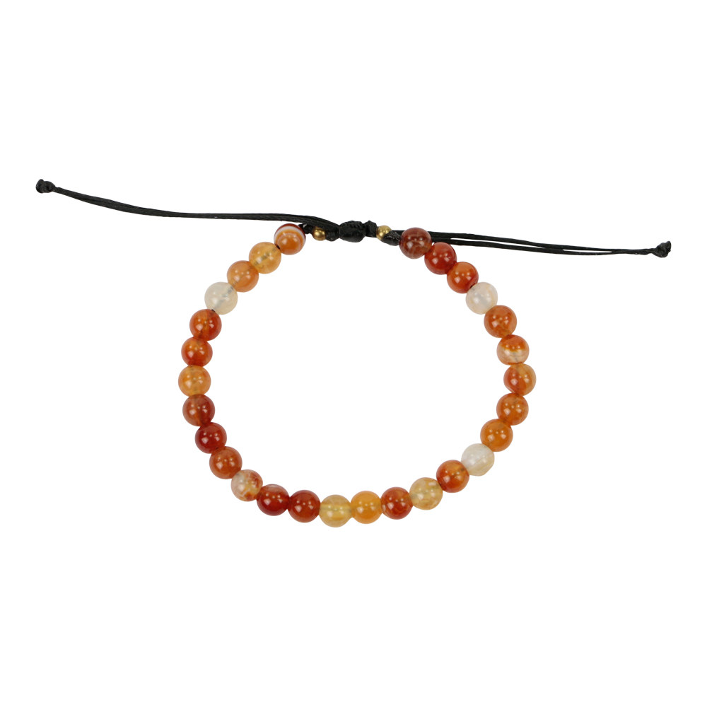 Red Carnelian Gemstone Bracelet of Stone, Adjustable, Sawahasa