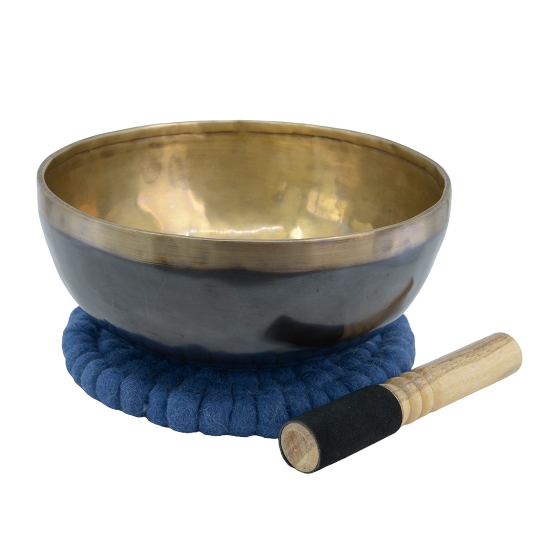 Singing bowl set Ramgandi with striker & cushion - Handmade - 23 cm