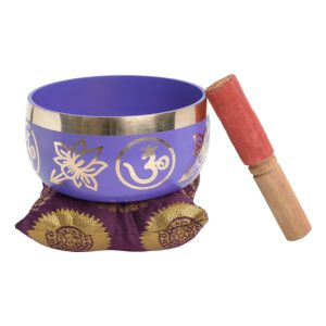 Chakra singing bowl set with striker & cushion - Seventh chakra - Purple