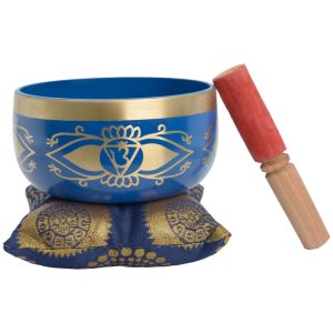 Chakra singing bowl set with striker & cushion - Sixth chakra - Indigo/Dark blue