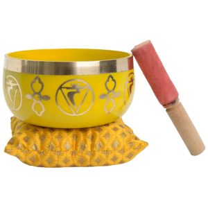 Chakra singing bowl set with striker & cushion - Third chakra - Yellow