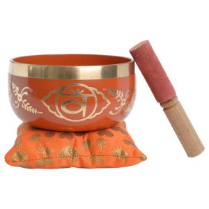 Chakra singing bowl set with striker & cushion - Second chakra - Orange