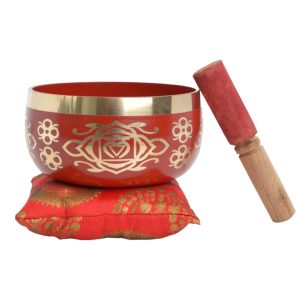 Chakra singing bowl set with striker & cushion - First chakra - Red