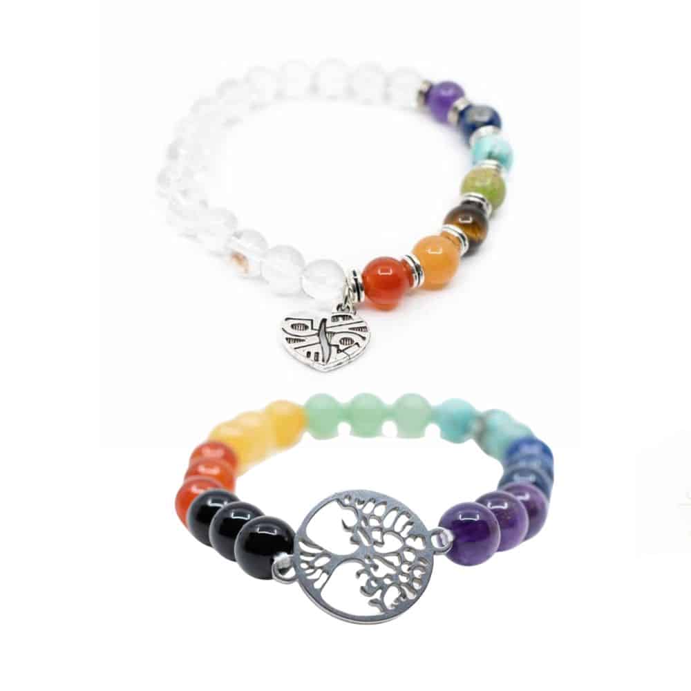 7 Chakra Bracelets Set with Symbols - Bundle
