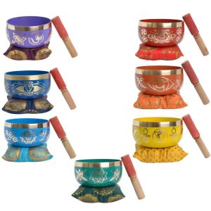 7 Chakra Singing Bowl Set (with Mallets & Cushions)