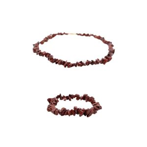 Red Jasper Chip Bracelet and Necklace Set - Bundle