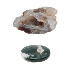 Rough Agate Geode & Moss Agate Pocket Stone Set - Bundle