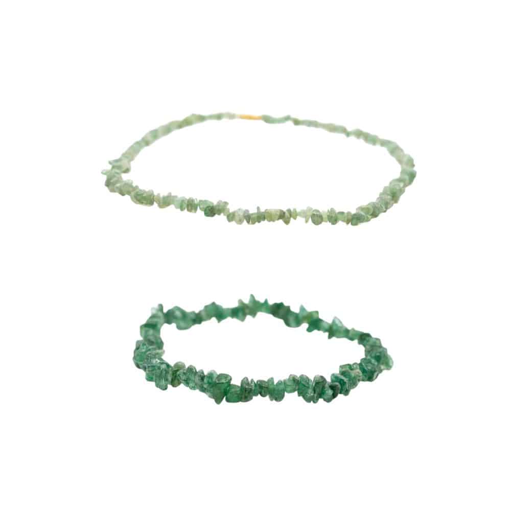 Green Aventurine Chip Bracelet and Necklace Set - Bundle