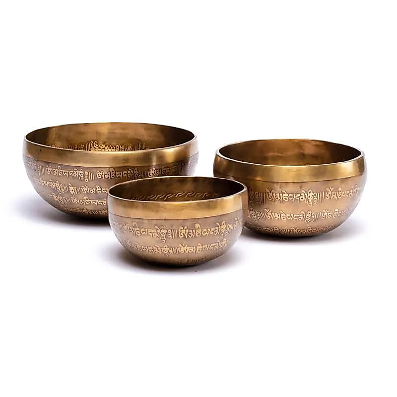 Engraved Handmade Bronze Singing Bowl from Tibet