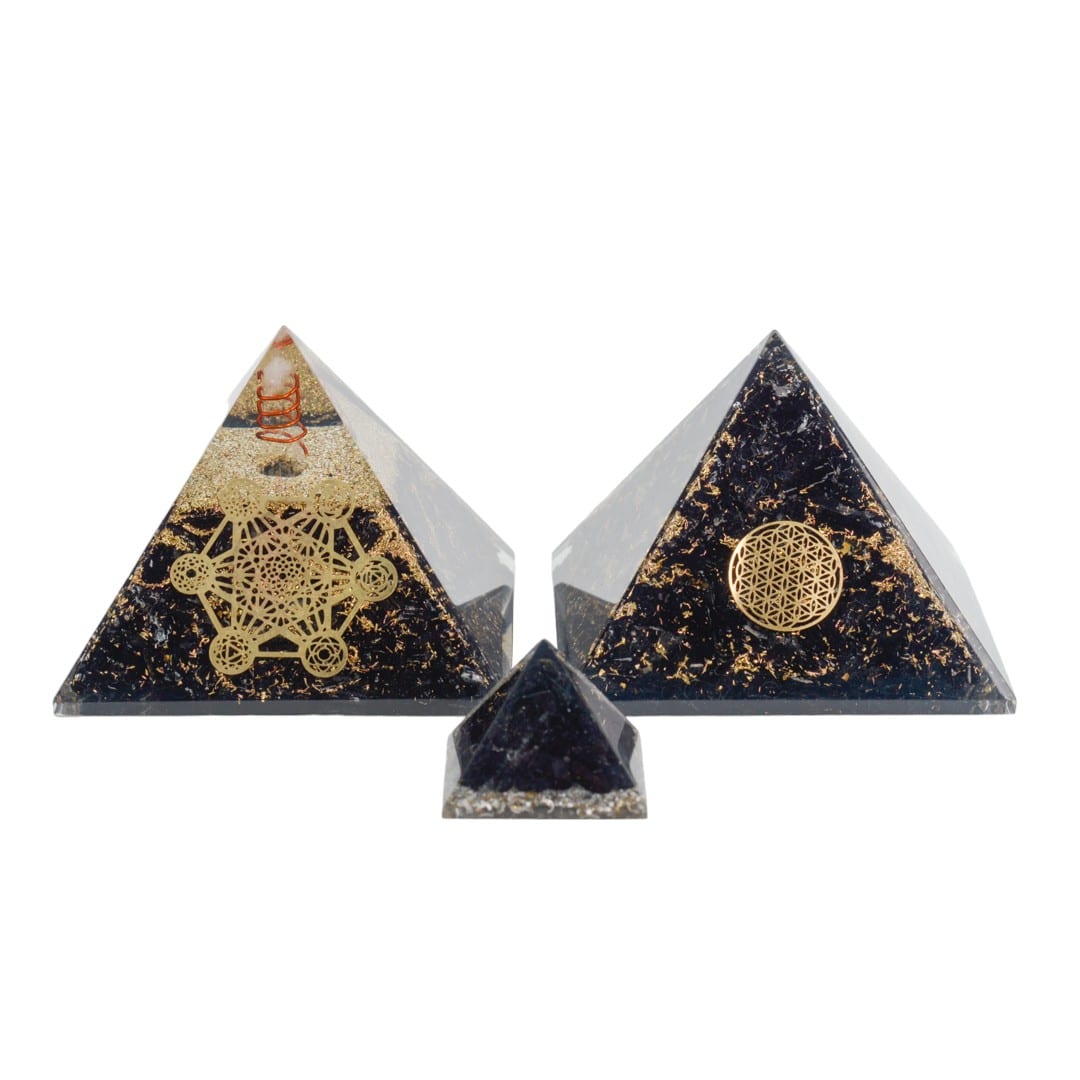 Black Tourmaline Orgonite Set for Protection (3 Pyramids)