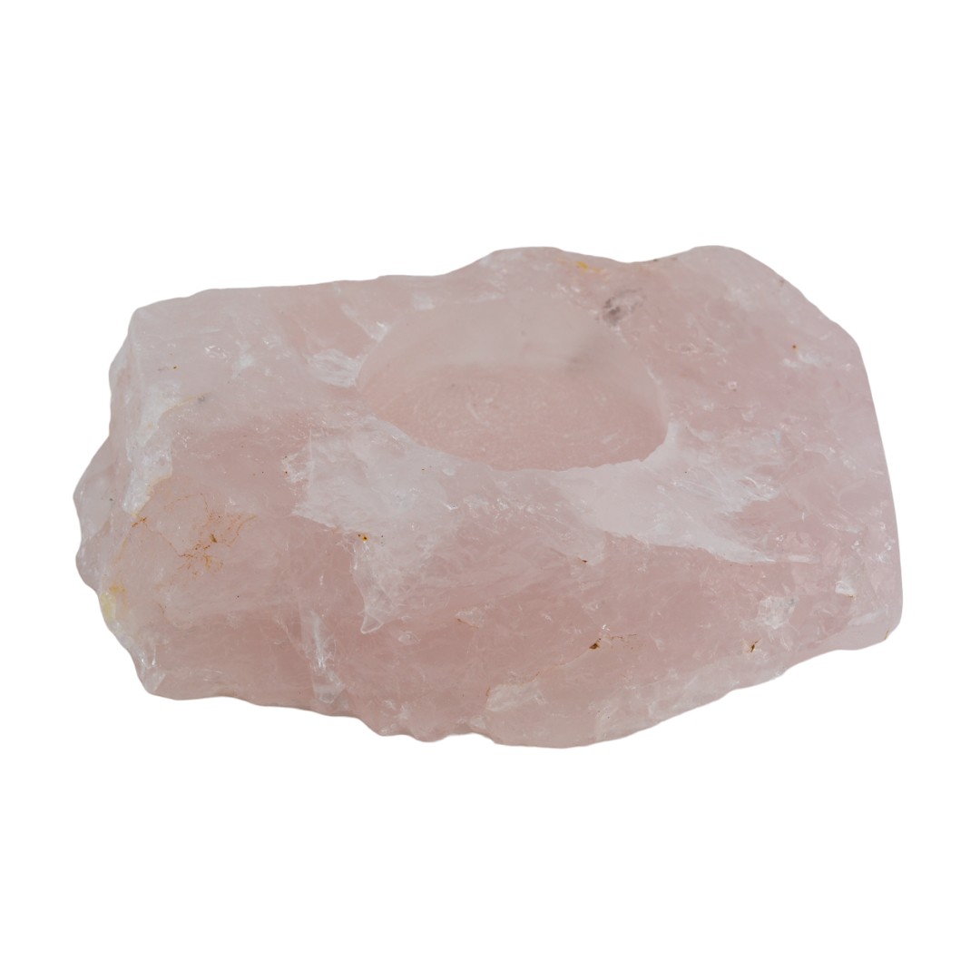 Rose Quartz Tealight Holder Raw Cluster