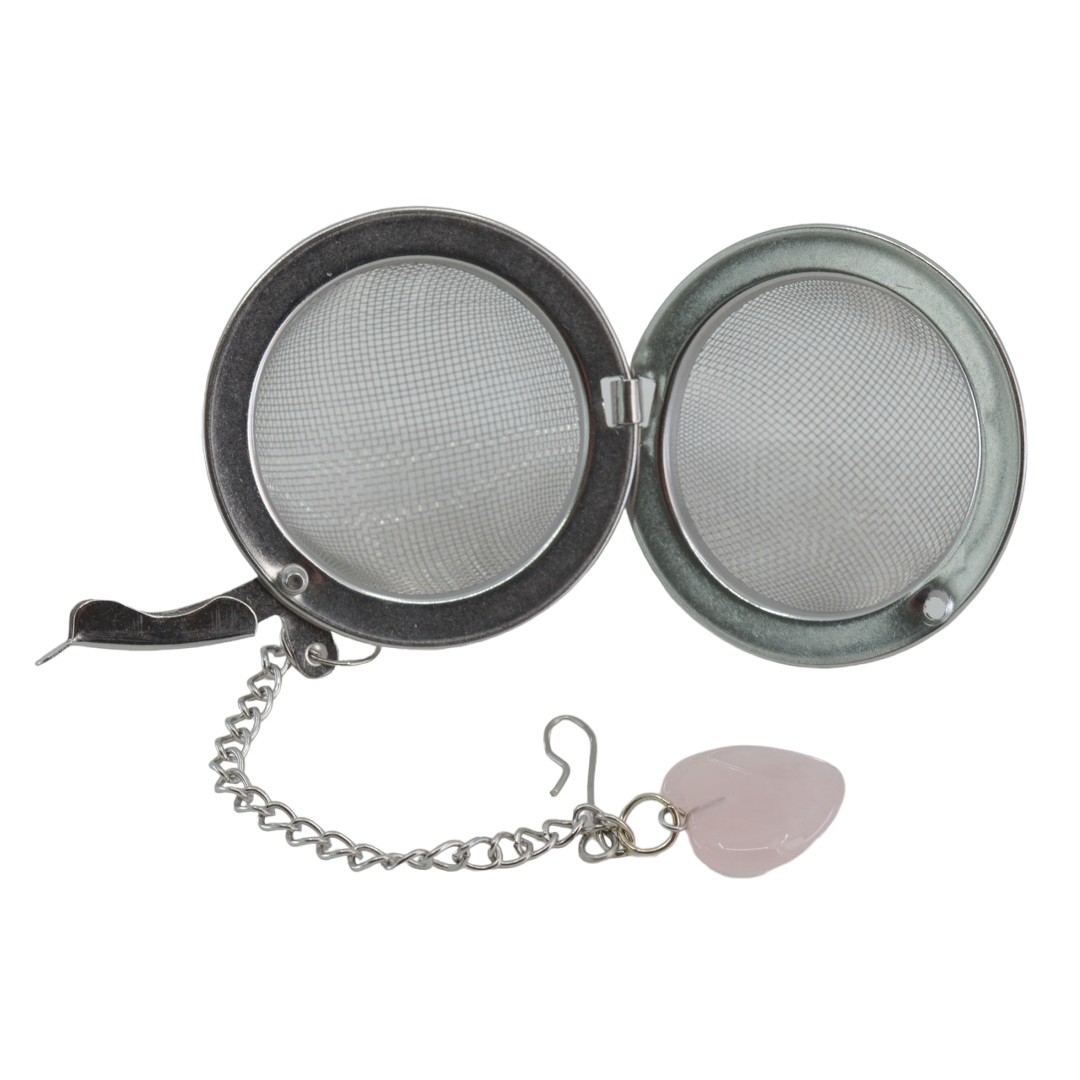 Tea infuser with Rose Quartz Gemstone Heart - Silver-colored