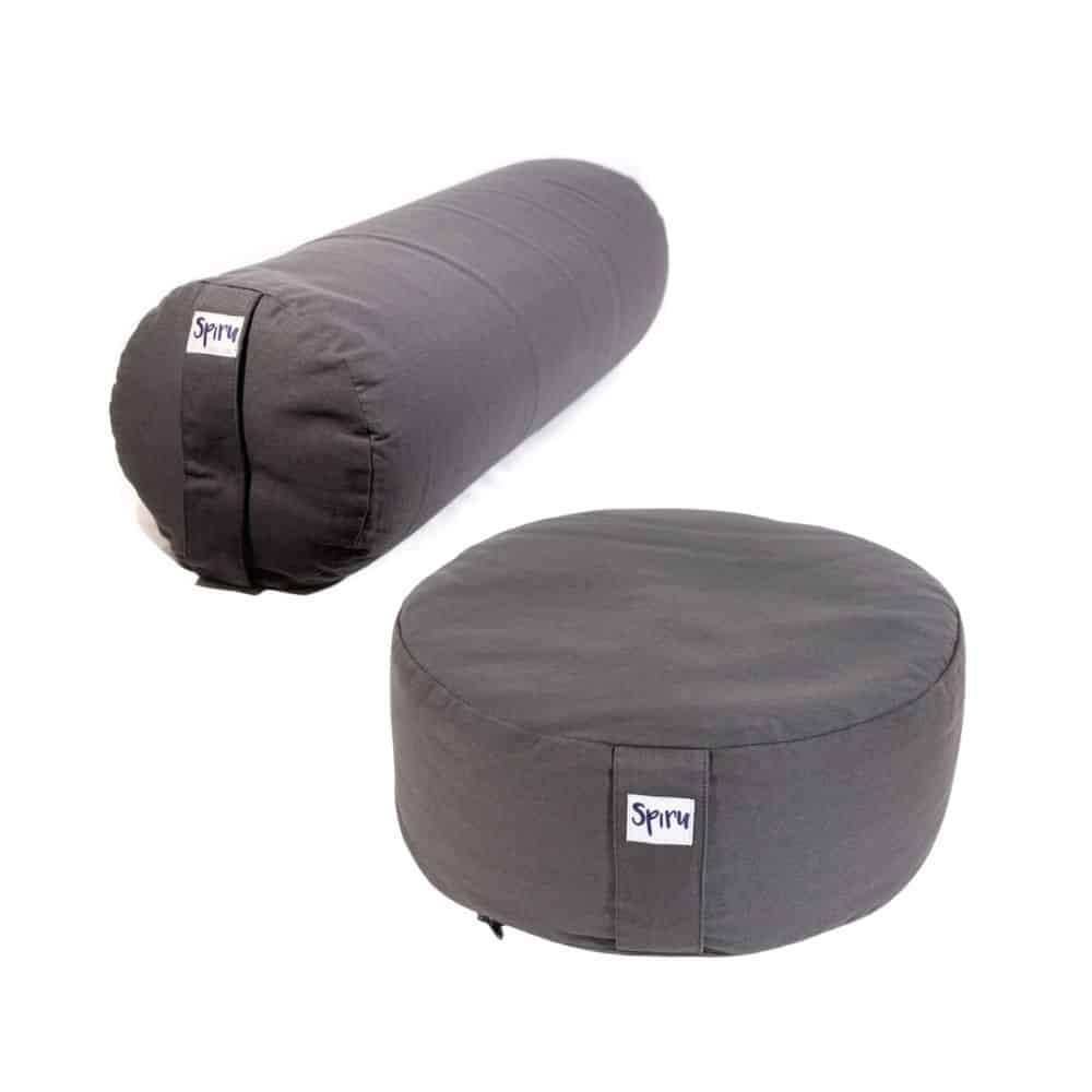 Anthracite Yoga Bolster and Cushion Set